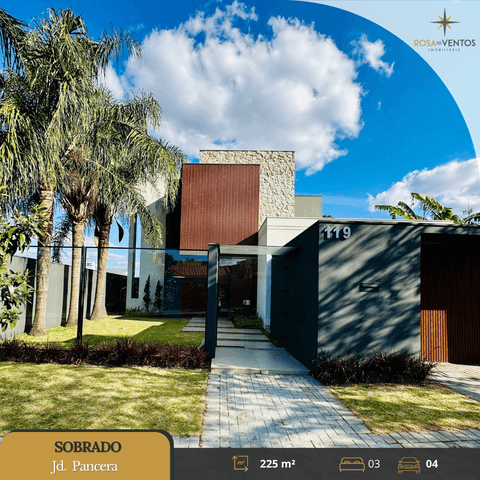 Sobrado à venda em Toledo, Jardim Pancera, com • 1 suíte com closet e sacada • 2 quartos amplos, com 225.72 m² de área construída.