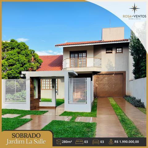 Sobrado à venda em Toledo, Jardim La Salle, com 01 suíte com closet e sacada + 02 quartos; com 280 m² de área construída.